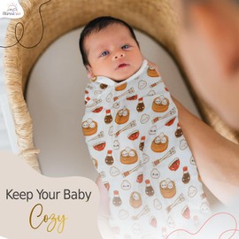 BlessEver Muslin Swaddle Blanket for Unisex, Soft Breathable and Skin-Friendly Baby Swaddles for Boys & Girls, Newborn Receiving Blanket, Dumpling Bao Blankets Babies, Kawaii Large 42 x 47 inches