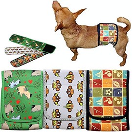 Set - 3pcs Dog Diaper for Male Belly Band Neoprene Reusable Washable for Small and Big Large Dogs Puppy (Set of 3 Colors, S: Waist 10" - 13")