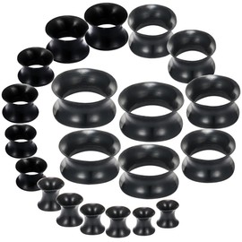 Goerhsjie Silicone Ear Gauges Tunnels Plugs for Ears Women Men Earrings Black Invisible Plastic Rubber Stretching Kit Size 4mm 20mm 14mm 0 00 1/2 Inch Double Gage Retainer Starter Stretchers Expander