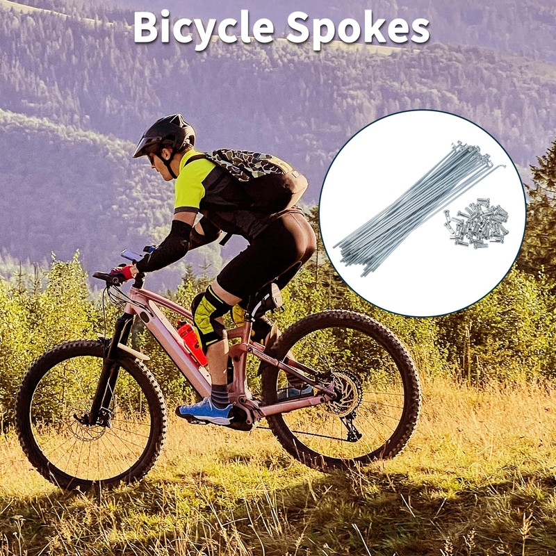 TUCKBOLD Bicycle Spokes Bike Wheel Spokes Silver Tone Nipple 1