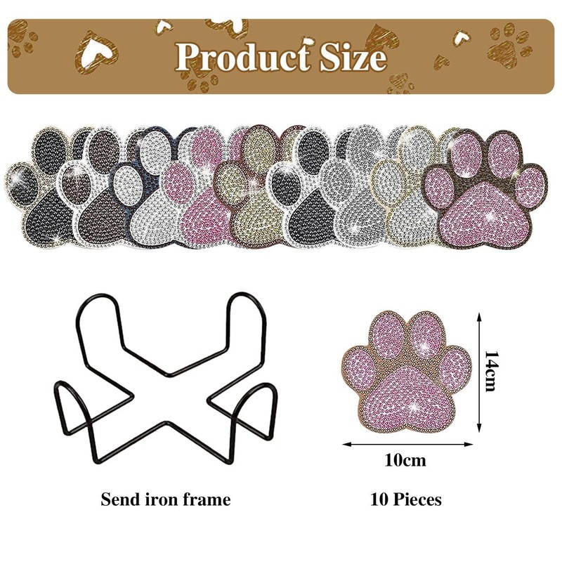 10 Pieces Diamond Painted Coasters with Stand, Diamond Art Coasters,