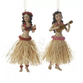 Kurt S. Adler 5.25"RESIN HULA DANCER ORNAMENT 2/ASSTD.