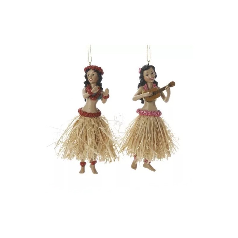Kurt S. Adler 5.25"RESIN HULA DANCER ORNAMENT 2/ASSTD.