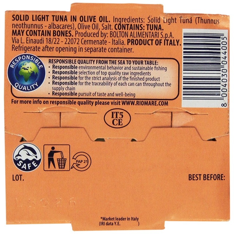 Rio Mare Tuna Fish Imported From Italy. Italy's Number 1