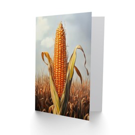 Artery8 Greeting Card Corn With Open Husk Field in Summer Painting Blank For Him Or Her Art Birthday Card