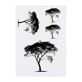 4 x 'Reclined Tree' Temporary Tattoos - Water Resistant, Skin-Safe, Non-Toxic Transfers, Mixed Sizes (TO00078546)