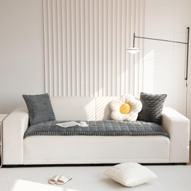 XSlive Faux Fur Plush Dog Couch Cover 3D Stripe Fuzzy Sofa Cover Non-Slip Fluffy Dog Bed Cover Pet Blanket Sofa Couch Furniture Protector for Puppy Large Dog Cat (Dark Grey,35"x47")