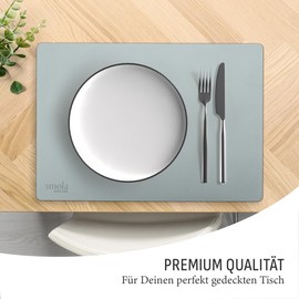 smøla PU Leather Placemats Set of 4 I Washable Place Mats Set in Leather Look I Coasters for Plates I Table Mat Table Decoration Dining Table (Blue/Silver)