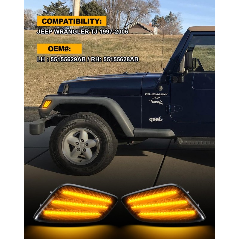 NEIFILES LED Side Marker Lights Compatible with Jeep Wrangler TJ