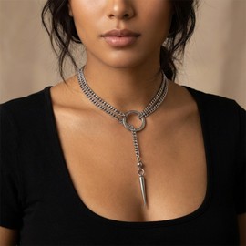 Peraca Cris Slip Chain Necklace for Women Men Long Statemen Chunky Necklace Lariat Choker Necklace for Women Sweater Accessories Gifts