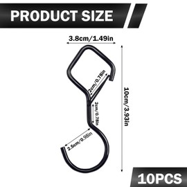 JIANGBINGREN 10 PCS Metal Hanging Hooks with Safety Buckle, Heavy Duty S-Shaped Hook for Hanging Plants, Lights, Kitchenware, Pans, Pots, Utensils, Clothes, Towels