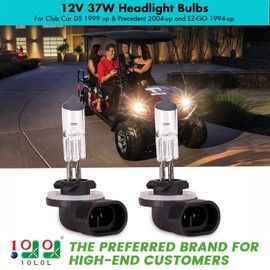 10L0L Halogen Headlight Bulb for EZGO 1994-up and Club Car DS 1999 up & Precedent 2004-up,12V 37W Golf Cart Headlight Bulb, OEM# 101988101, 74004G01 (Pack of 2)