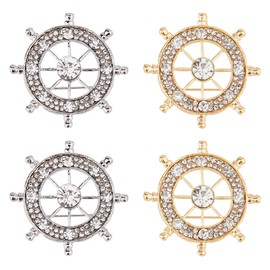 SUPERFINDINGS Pack of 8 2 Colours Boat Anchor Rudder Brooch Rhinestone Pins Alloy Crystal Safety Brooch Rotating Series Brooches For Women Wedding Backpack Clothing