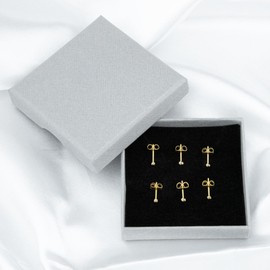 Mochity 6 Pairs of Stud Earrings Gold Sliver Set, 14K Gold-Plated Stud Earrings, Gold Sliver Set with Zirconia, Hypoallergenic Earrings for Men and Women, Stainless Steel