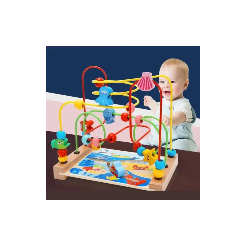 Juego Laberinto Interactivo Montessori De Madera Cuentas