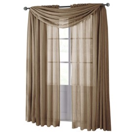Solid Abri Rod Pocket, 50-Inch Wide x 63-Inch Long Crushed Sheer Curtain Panel, Mocha