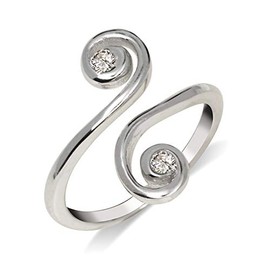 JewelryWeb Adjustable CZ Cubic Zirconia Large Scroll Toe Ring - 925 Sterling Silver (15mmx15mm), Metal, Cubic Zirconia