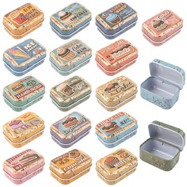 Framendino, 6 Pack Mini Trinkets Decorative Tin Box with Lid Vintage Metal Jewelry Case Containers Random