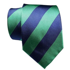 TANGQING New Classic Striped Dark Blue Green JACQUARD WOVEN Silk Men's Tie Necktie