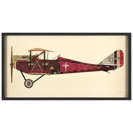 Empire Art Direct "Antique Biplane #2" Dimensional Art Collage Hand Signed by Alex Zeng Framed Graphic Wall Art
