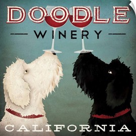 CANVAS ON DEMAND Doodle Wine Wall Decal, Dog Artwork