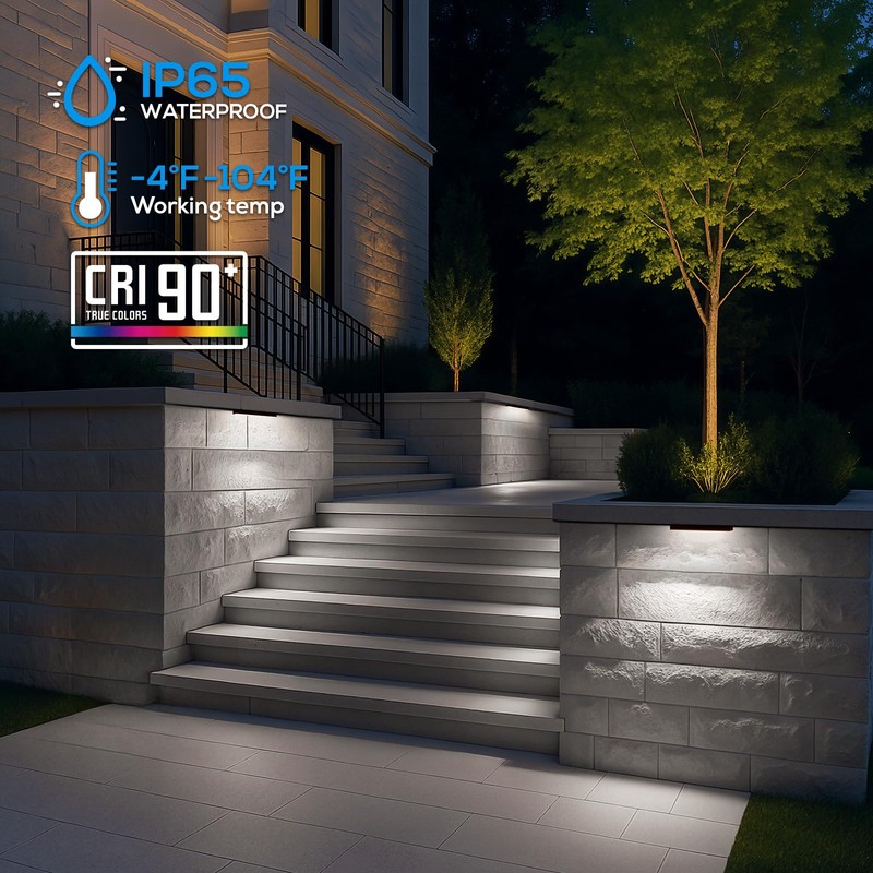 LEONLITE 12 Inch LED Hardscape Lighting, Update Retaining Wall Lights,