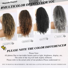 Mayouda Kinky Curly Ponytail Drawstring for Women Dark Brown Afro Curly Ponytail Drawstring Synthetic Hairpieces Long Kinky Curly Drawstring Ponytail Extension Instant Clip in Hair