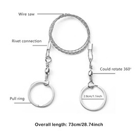 Survival Wire Saws, Survival Wire Saw, Stainless Steel Wire Saw, Emergency Outdoor Survival Saw, for Outdoor Hiking & Hunting, Pack of 4