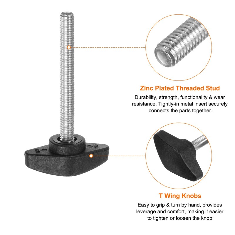 QUARKZMAN 4 Pcs T Wing Knobs Thumb Screws M6 x