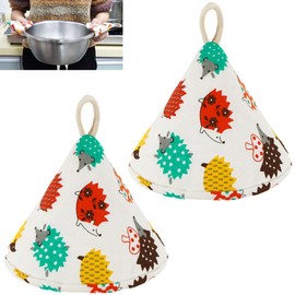 CAIRIAC Pot Holders for Kitchen Heat Resistant Cotton Potholders Oven Mitts Cooking Pinch Grips Kitchen Gloves Pot Lid Knob Cover for Cookware Lids Pot Handle Grips for Mom Wife Gifts (Hedgehog)