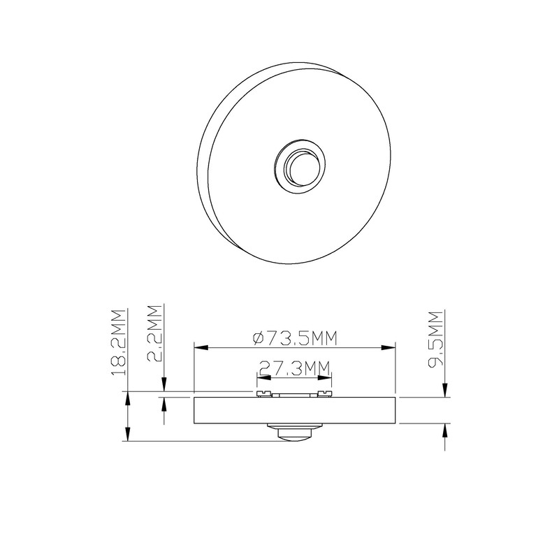 HUBER Surface-Mounted Bell Push Single Round Made of Real Metal
