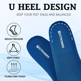 7STROBBS Shoe Insoles for Men Women – Comfort Insoles Replacement Cushions, Soft & Breathable, Shock Absorbing & Sweat-Wicking, Work Shoes Support for All-Day Comfort, Blue, US9-11
