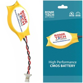 Rome Tech CR2032 CMOS BIOS Battery for Dell Latitude 7370, 7210 2-in-1, 7285 2-in-1 - Laptop Backup 3V RTC with 2 Wire Cable