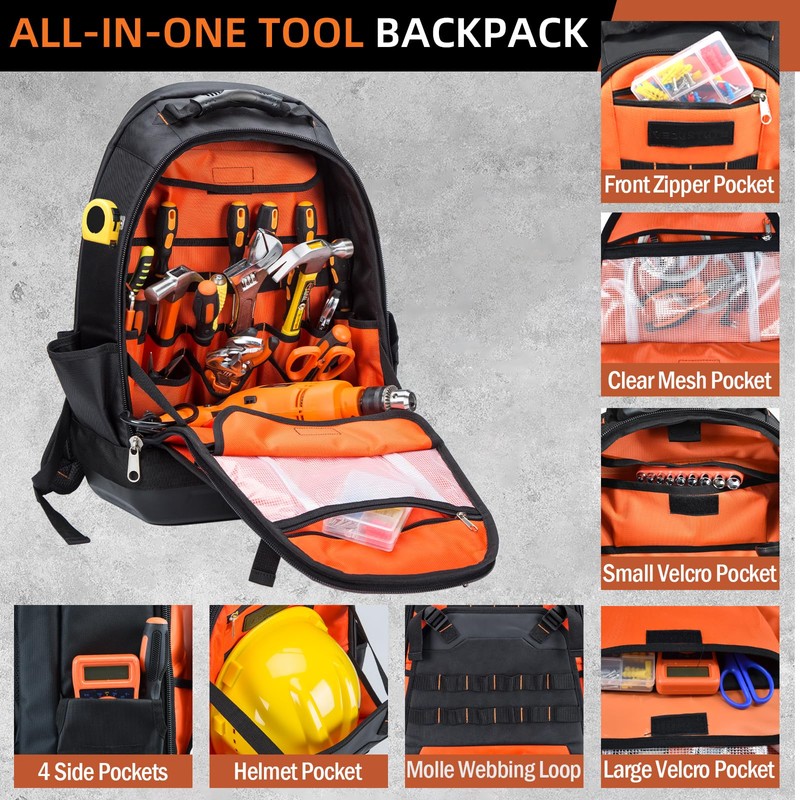 Stahlusdick Tool Backpack Heavy Duty, Large HVAC Work Backpack Tool