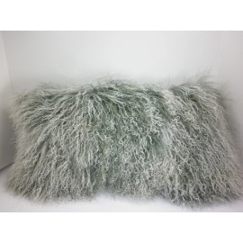 furz11 Real Mongolian Tibetan Lamb Fur Grey Snow Top Pillow Gray Tibet cushion