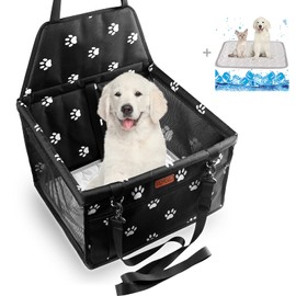 BYGD Dog Car Seat, with Upgrade Support Rod, Breathable and Foldable Pet Car Basket with Cushion, Pet Dog Car Portable Seat, Suitable for Small and Medium Pets