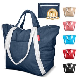 Bodysurf Medium Navy Beach Tote Bag, Waterproof, Sandproof, Foldable, Zipper, Travel, Pool, Large, Tote, Unisex-Adults, Unisex, 10.6x12.6x8.0 inches