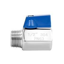 QWORK Mini Ball Valve, 4 Pack 1/2" NPT Thread Female and Male 304 Stainless Steel Shut-Off Valves