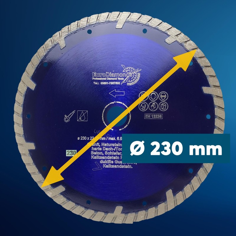 EDW Diamond Cutting Disc Granite 230 mm Bore 22.23 mm