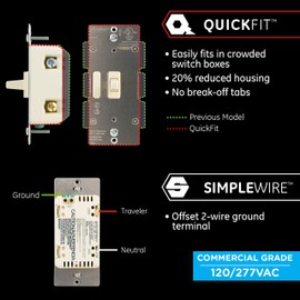 Enbrighten Almond Add QuickFit and SimpleWire, Z-Wave/Zigbee Smart Lighting Controls, Compatible with Alexa, Google Assistant, NOT A STANDALONE Switch, Toggle, 12732