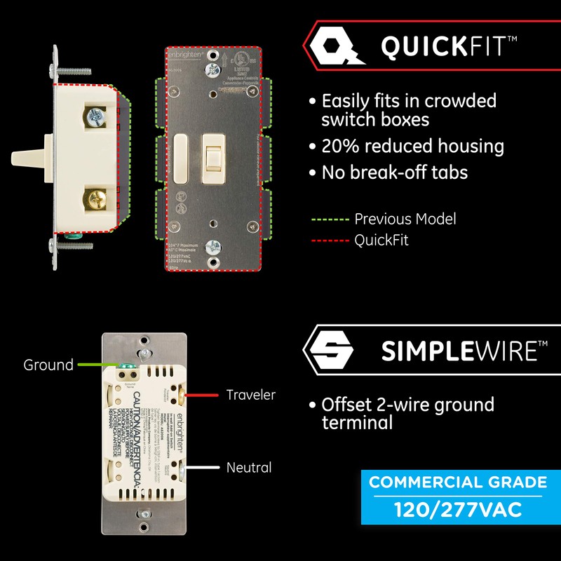 Enbrighten Almond Add QuickFit and SimpleWire, Z-Wave/Zigbee Smart Lighting Controls,