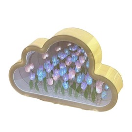 NHQZ 1 Stück Wolken Tulpen Nachtlicht, baby lampe,Nachtlicht Kinder/Baby,LED Nachtlicht,Dekoration Für Baby- & kleinkinderzimmer Night Light,Mit Spiegel, rosa,Kreative geschenke für freundin