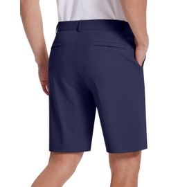 SERAMY - Pantalones cortos de golf para hombre, de 9 pulgadas con 5 bolsillos, elásticos, ligeros, de secado rápido, para el trabajo, casual, para hombre, marino, 38 Short
