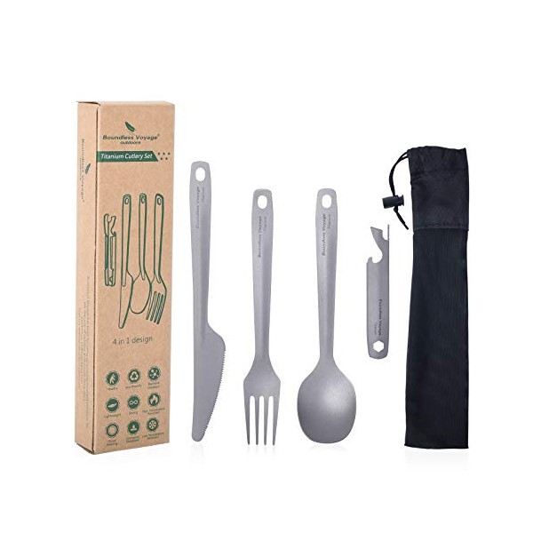 Boundless Voyage Titanium Cutlery Set Ultralight Utility Flatware Utensil 4