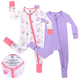 CubbieMoon 2-Pack Bamboo Viscose Baby Pajamas 0-24 Months - Bamboo Viscose Sleepers with Mitten and Feet Cuffs - Baby Sleeper