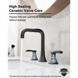 HOIGY Widespread Bathroom Faucet Waterfall, Oil Rubbed Bronze Bathroom Faucet 3 Hole, 360 Degree Swivel Bathroom Sink Faucet, 4-8 Inch Bathroom Faucets with 2 Handles & Pop-up Drain for Classic, RV