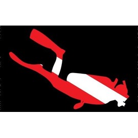 Wrapped in Ink Dive Flag Die-Cut Scuba Diver Shaped Decal Bumper Sticker 4x6inch set of 2 #737