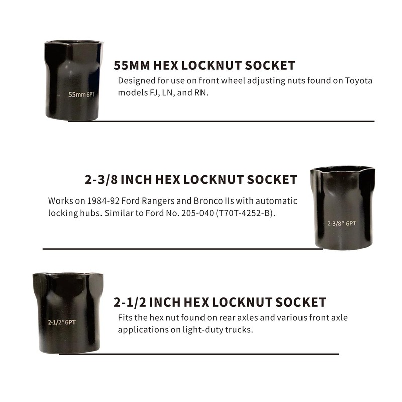 VEHIRETL Wheel Bearing Locknut Socket Set 7 Piece Wheel Bearing