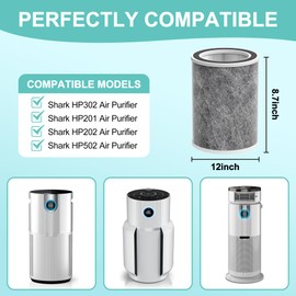 HP202 Replacement Filter Compatible with Shark HP201, HP202, HP302 UA205, AP1000 and for Shark HC501, HC502 Air Purifier MAX, 3-in-1 H13 Grade True HEPA Filter, Part # HE2FKBAS HE2FKBASMB, 2 Pack