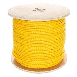West Coast Paracord Twisted 3 Strand Polypropylene Rope (Yellow, 5/16 Inch, 500 Feet) - Waterproof and Floats in Water